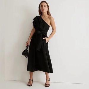 Madewell Ruffled One-Shoulder Midi Dress - Size 8
